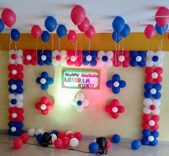 balloon decoration on wall for birthday at home – Anil Events ...
