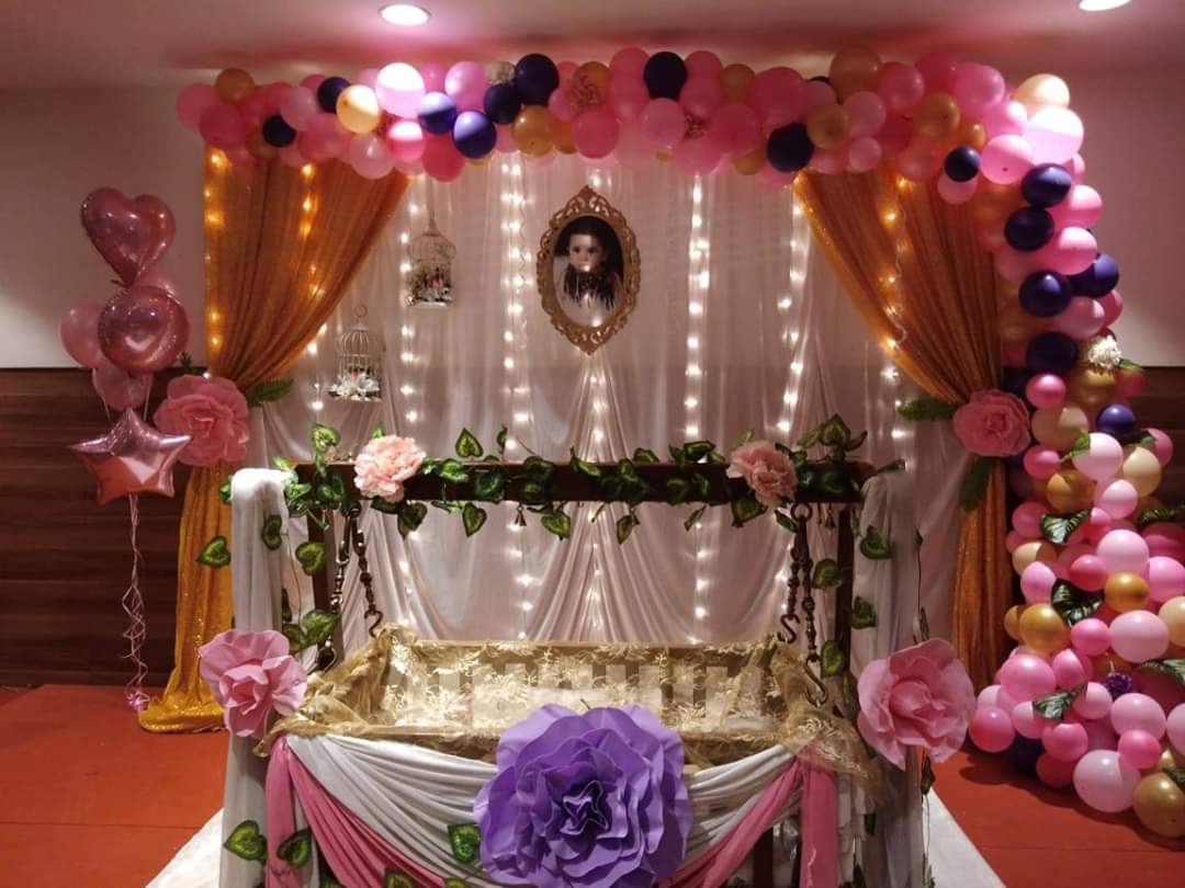 Naming Ceremony Decoration With Lighting And Balloons Anil Events