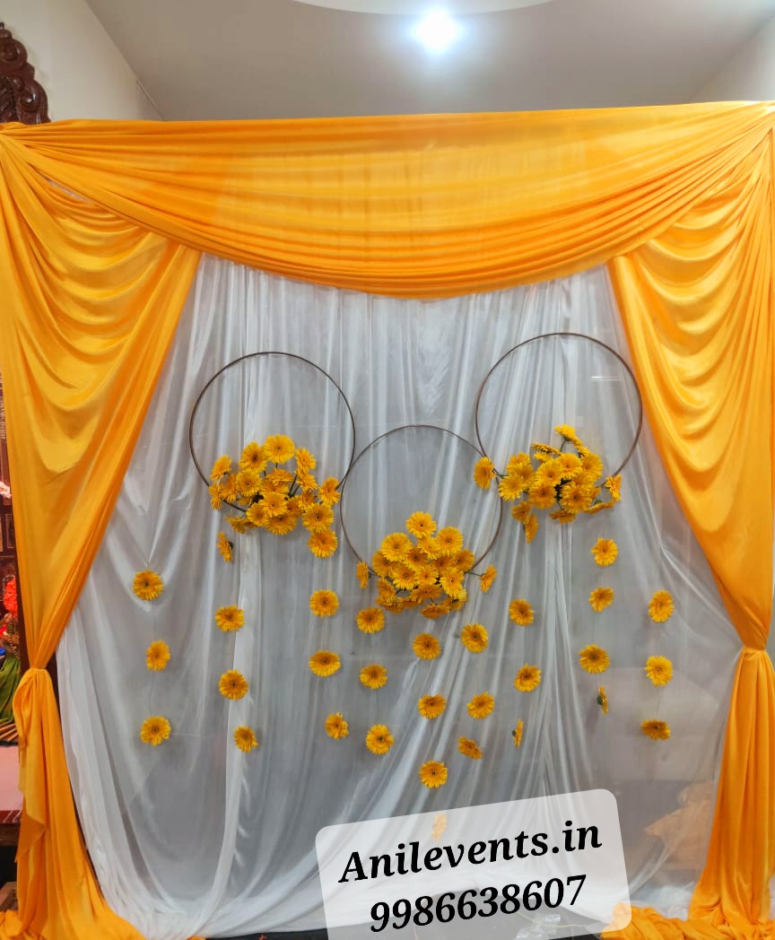 Nevada vestir malo low cost simple haldi decoration at home – Anil Events Bangalore