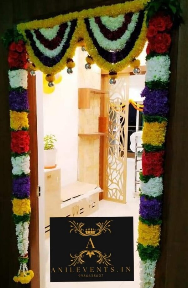 Traditional main door thomale decoration. Fresh flower thomale set for main door or Pooja room door. Related Products. Main Door Decoration.