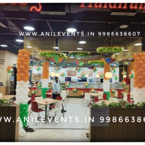 Celebrate Independence Day with Anil Events Bangalore as here is an amazing balloon decoration theme. We have used orange, white and green for Balloon Arch to celebrate Indian Republic/Independence Day to Special Tricolor Balloon Decoration in Schools, Office, Malls. Stores