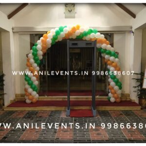 Celebrate Independence Day with Anil Events Bangalore as here is an amazing balloon decoration theme. We have used orange, white and green for Balloon Arch to celebrate Indian Republic/Independence Day to Special Tricolor Balloon Decoration in Schools, Office, Malls. Stores