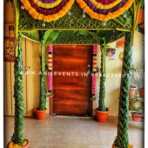 A feast arranged with religious fervor, usually the day before a marriage/ Housewarming/Munj or other occasions, chapra pooja - Cappara/chapra/handra Chappara or Buntings is the 1st step to start Auspicious Functions like Wedding, House Warming, and Upanayana Ceremonies in our Hindu Culture. Elements to be part of every Chappara