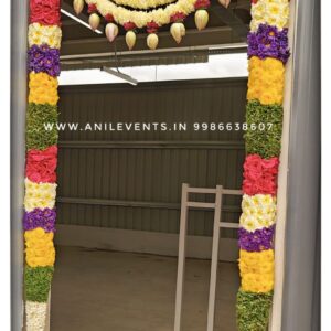 Express love and respect for the divine using flowers. Its significant part of the ritual. They are considered a manifestation of devotional emotion. Shop for the best flower door decorations from our collection of exclusive, customized & handmade Flower garlands for your Main door and Pooja room for any kind of occasions. By Anil Events Bangalore