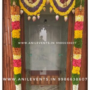 Express love and respect for the divine using flowers. Its significant part of the ritual. They are considered a manifestation of devotional emotion. Shop for the best flower door decorations from our collection of exclusive, customized & handmade Flower garlands for your Main door and Pooja room for any kind of occasions. By Anil Events Bangalore