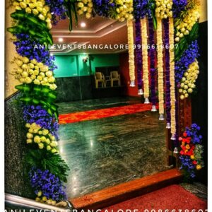 Express love and respect for the divine using flowers. Its significant part of the ritual. They are considered a manifestation of devotional emotion. Shop for the best flower door decorations from our collection of exclusive, customized & handmade Flower garlands for your Main door and Pooja room for any kind of occasions. By Anil Events Bangalore Shamanthige flower / Chrysanthemum and Marigold flowers are most popular and beautiful flowers of all time used to decorate homes. They come in a wide range of colours and varieties, so there is sure to be a type that will fit perfectly into any space