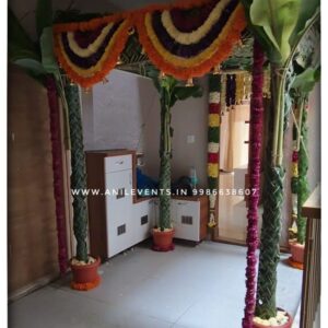 Simple Chappara Decoration · a temporary structure, erected in front of a house on auspicious occasions, having a frame supported by poles and covered