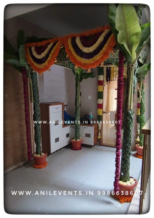 Simple Chappara Decoration · a temporary structure, erected in front of a house on auspicious occasions, having a frame supported by poles and covered