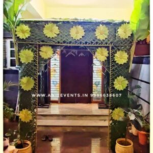 • A temporary structure, erected in front of a house on auspicious occasions, having a frame supported by poles and covered on top with leaves and twigs. • Cappara/chapra/handra a feast arranged with religious fervor. a day before a marriage or other such occasions to make arrangements for a marriage