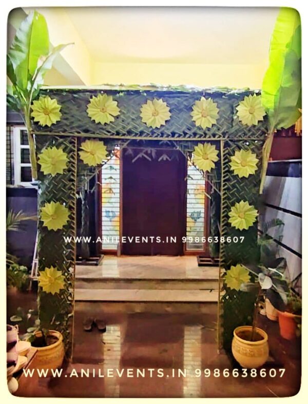 • A temporary structure, erected in front of a house on auspicious occasions, having a frame supported by poles and covered on top with leaves and twigs. • Cappara/chapra/handra a feast arranged with religious fervor. a day before a marriage or other such occasions to make arrangements for a marriage